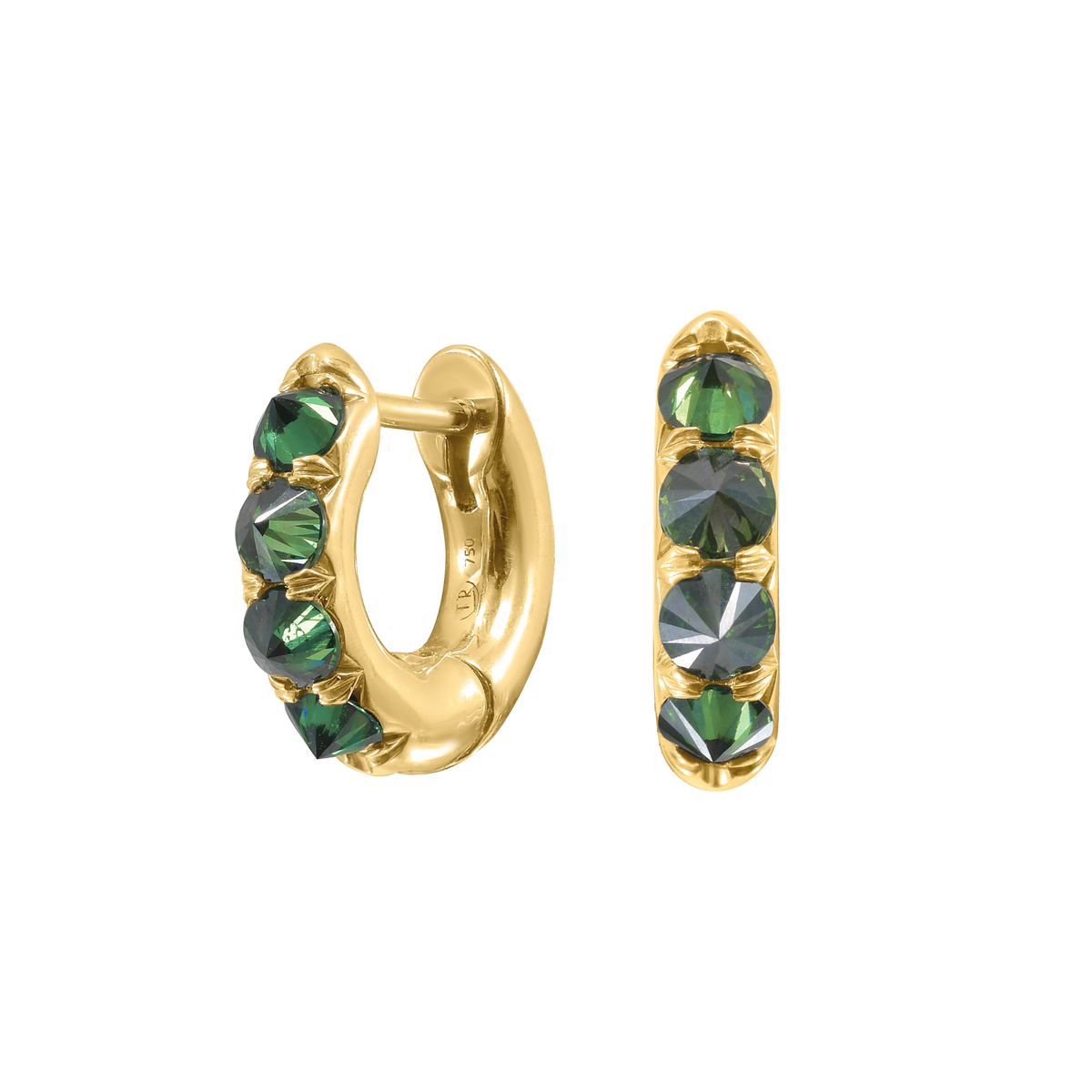 Barbed Green Diamond Chunky Huggie Hoop