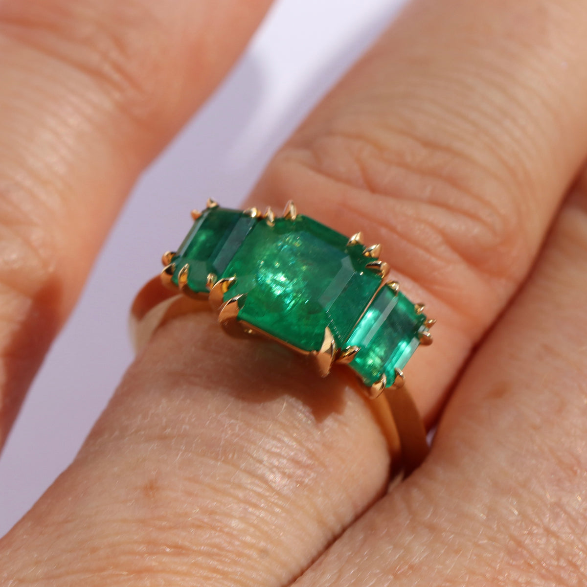 Emerald Makhaira Trilogy Ring