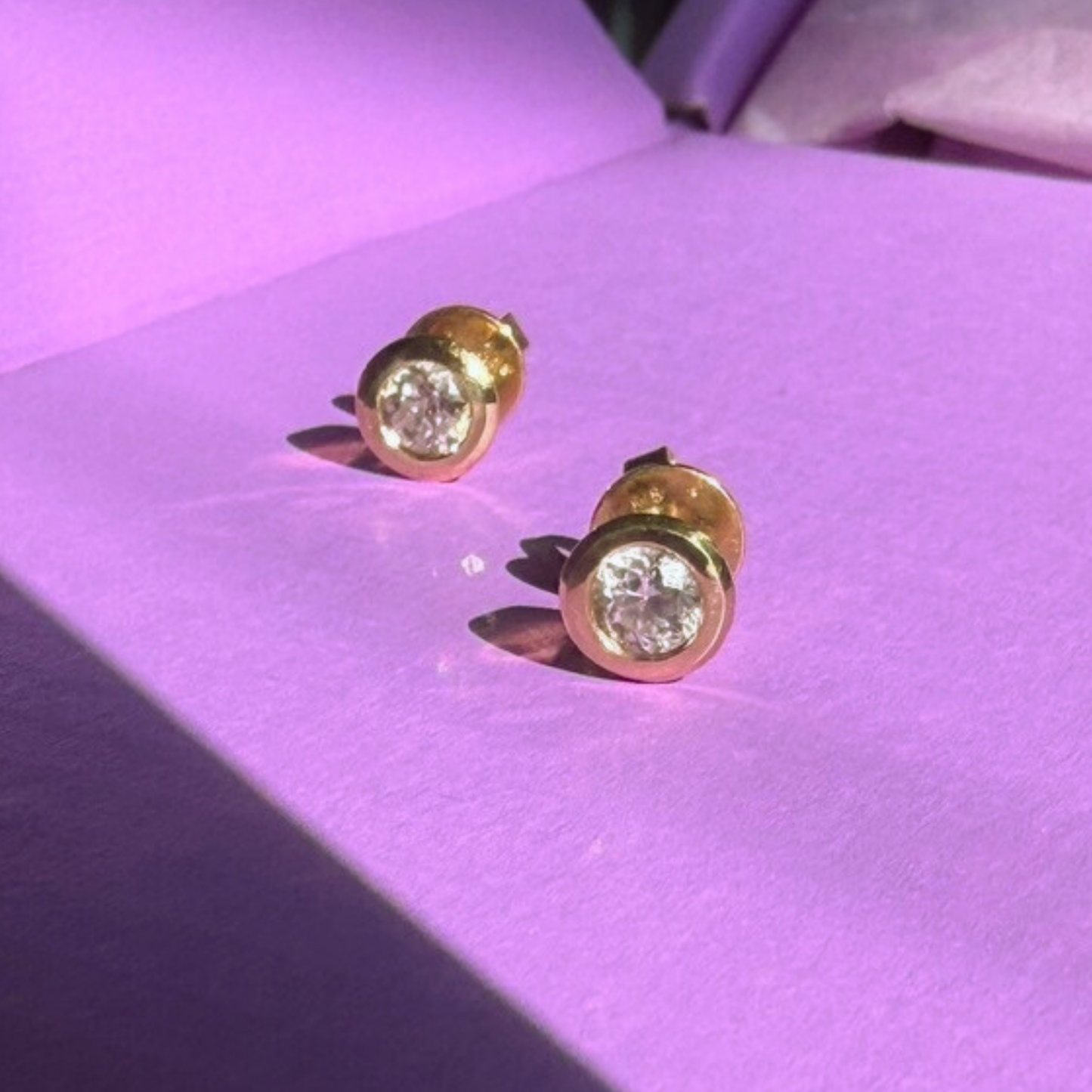 OEC Diamond Frame Bezel Stud Earrings
