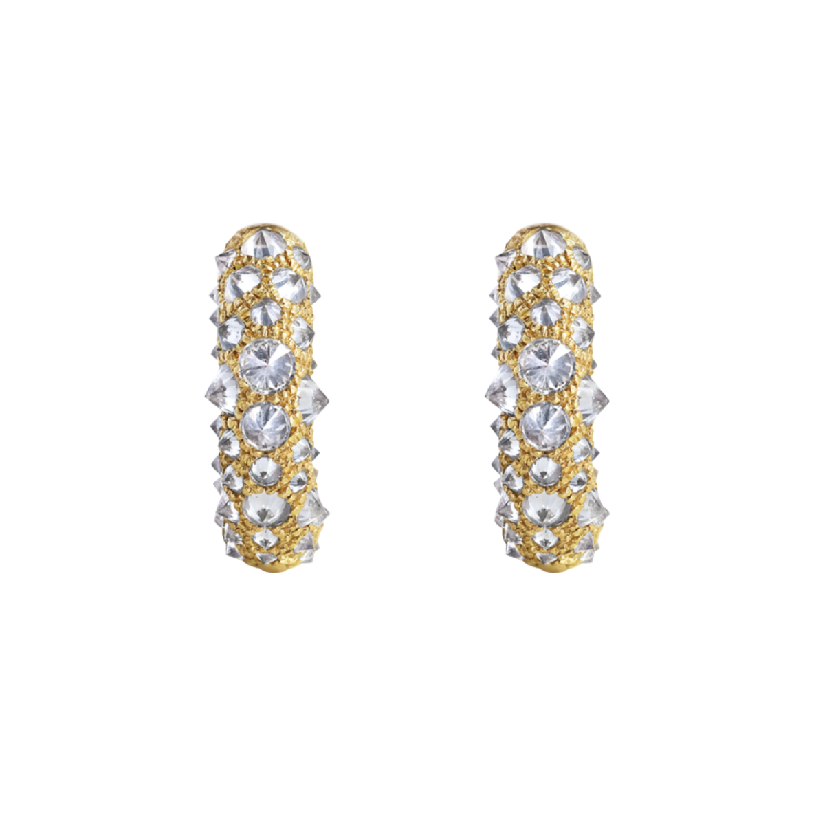 Barbed Diamond Pavé Huggie Hoop Earrings
