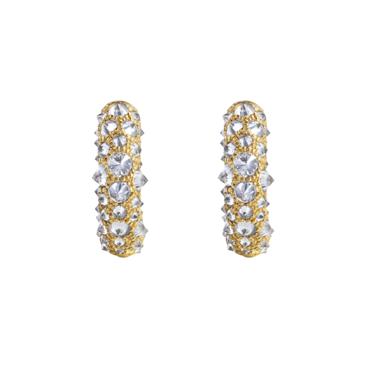 Barbed Diamond Pavé Huggie Hoop Earrings