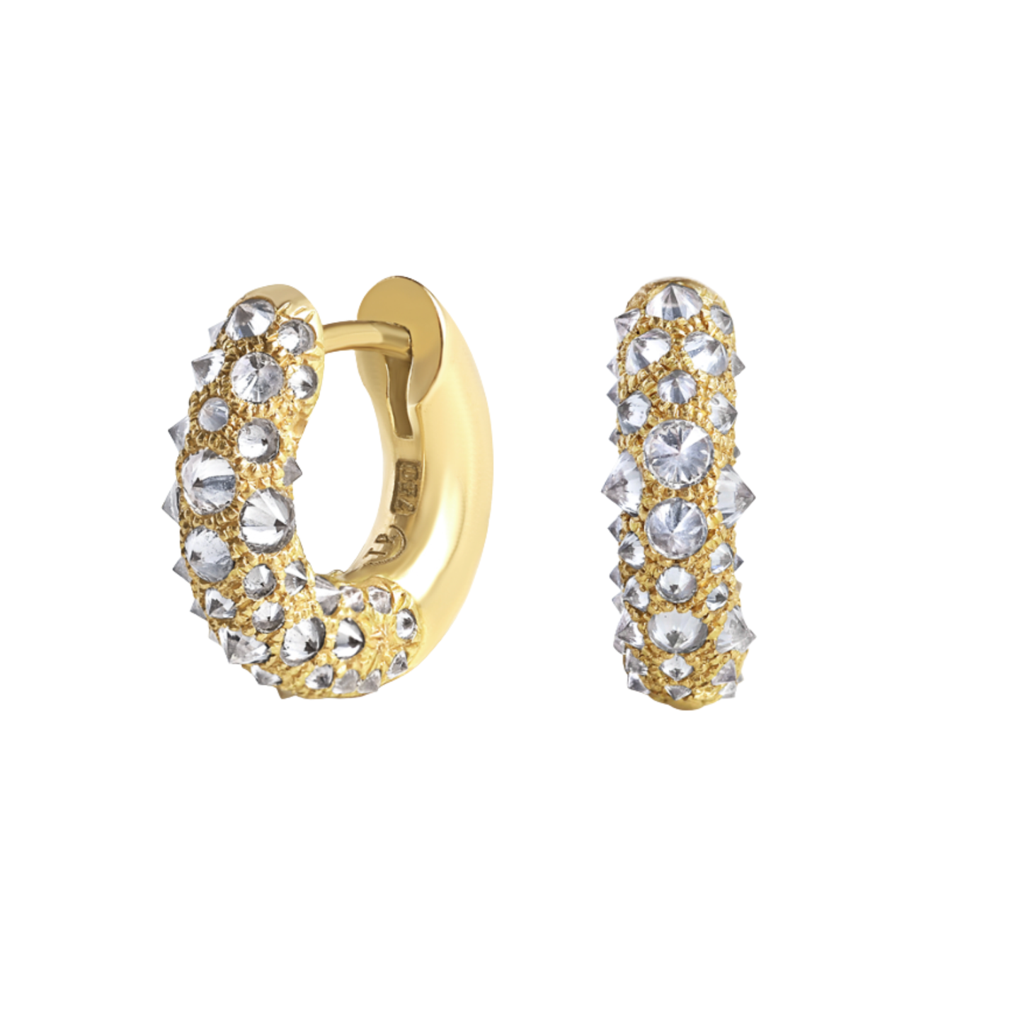 Barbed Diamond Pavé Huggie Hoop Earrings