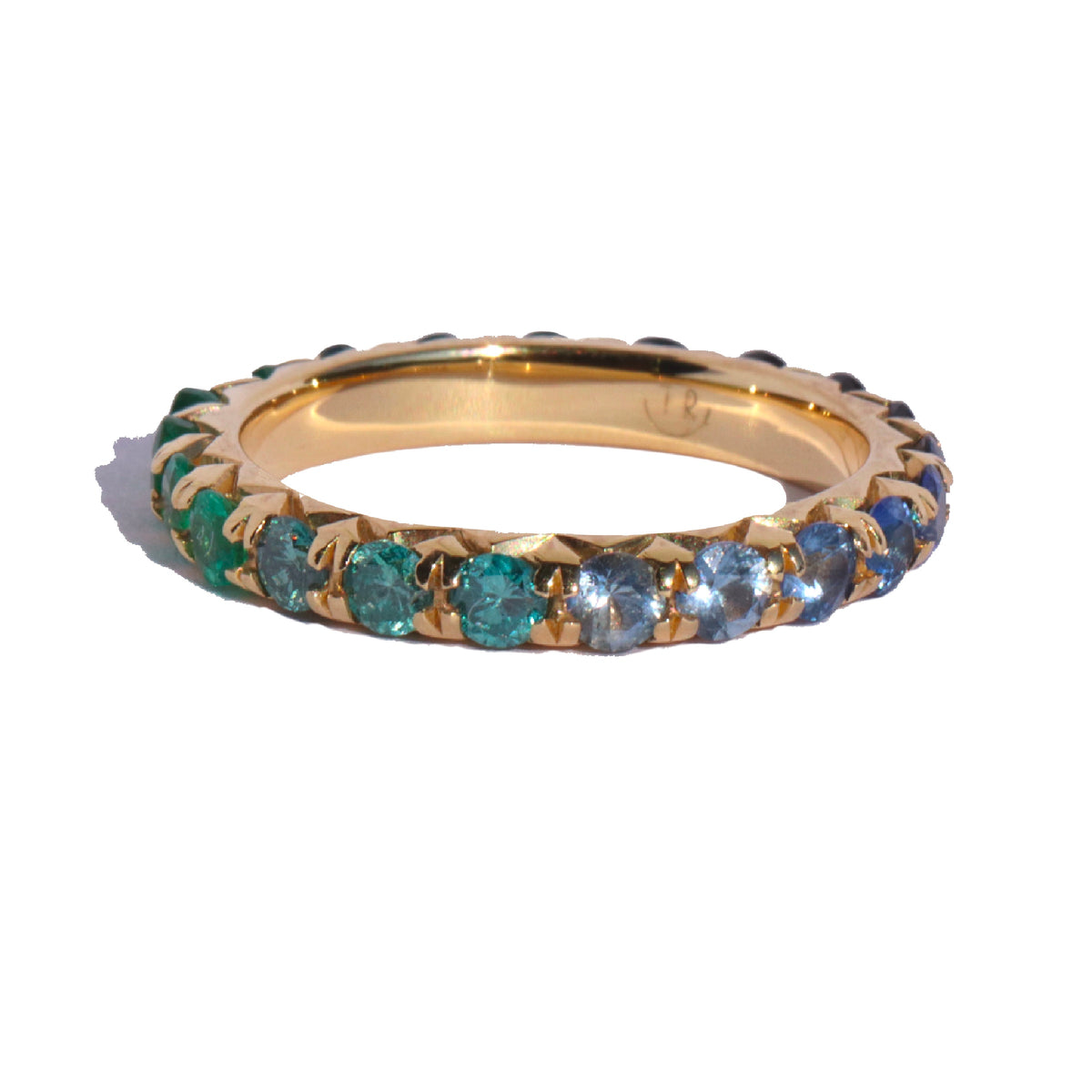 Atlantic Ombré Color Diamond, Sapphire and Emerald, Eternity Ring