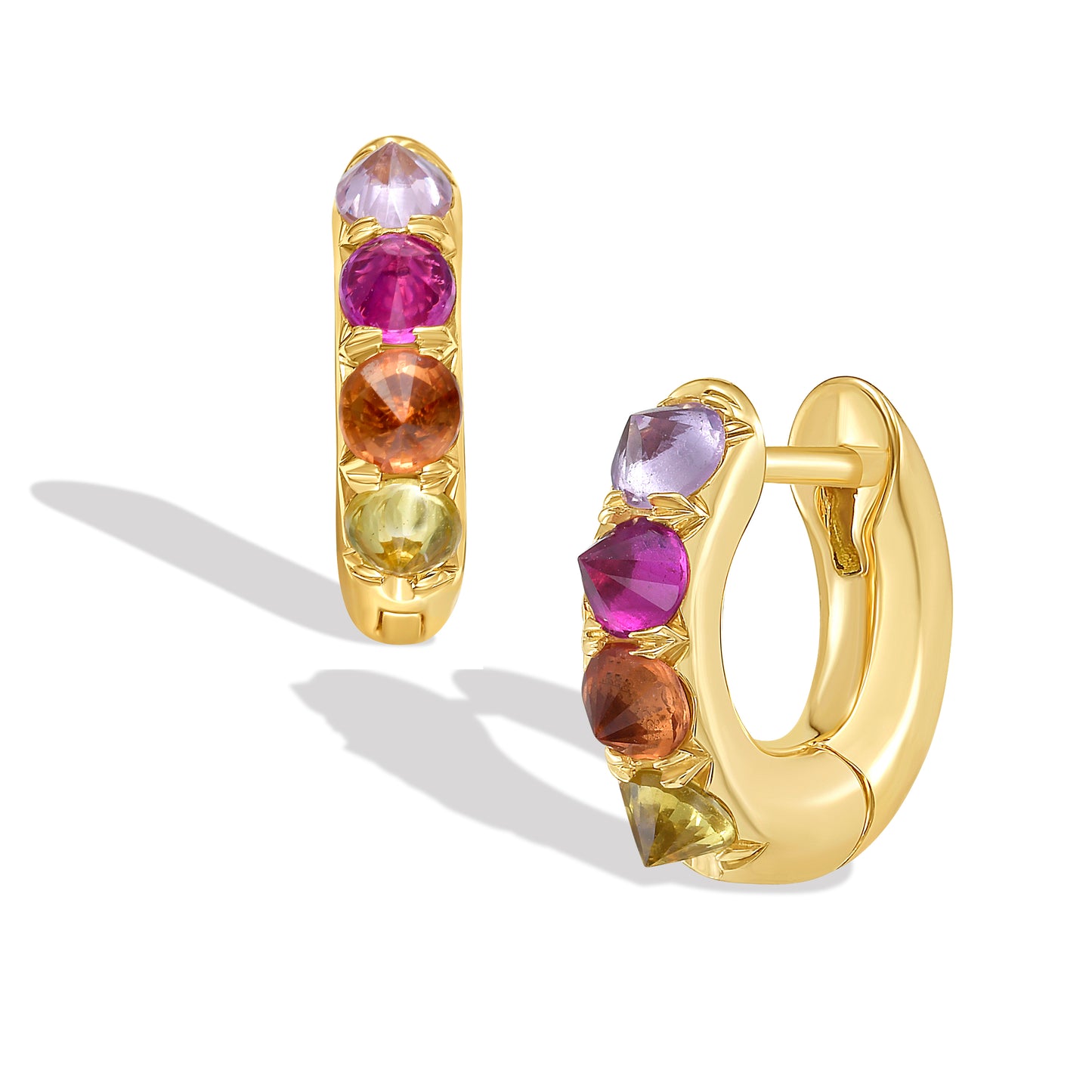 Barbed Mixed Sapphire Chunky Huggie Hoop