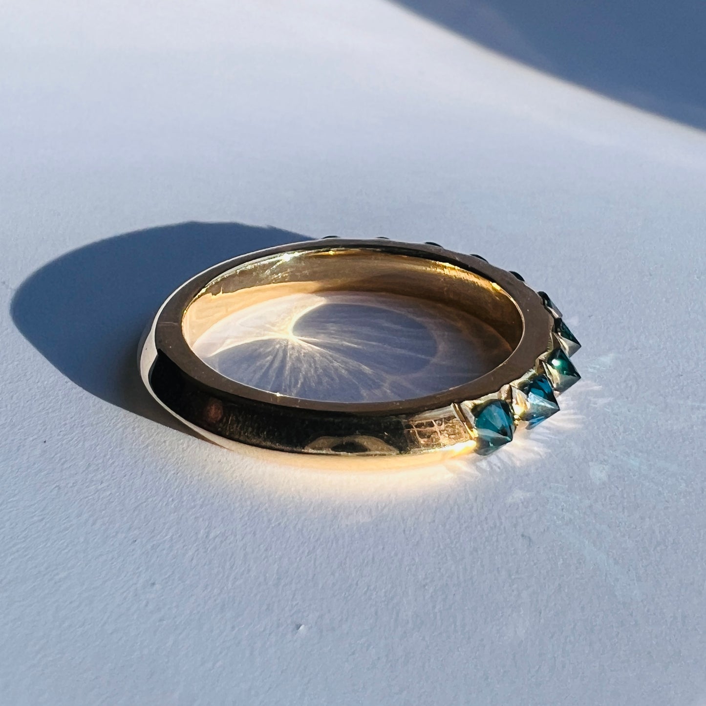 Barbed Diamond Half Eternity Ring - Teal