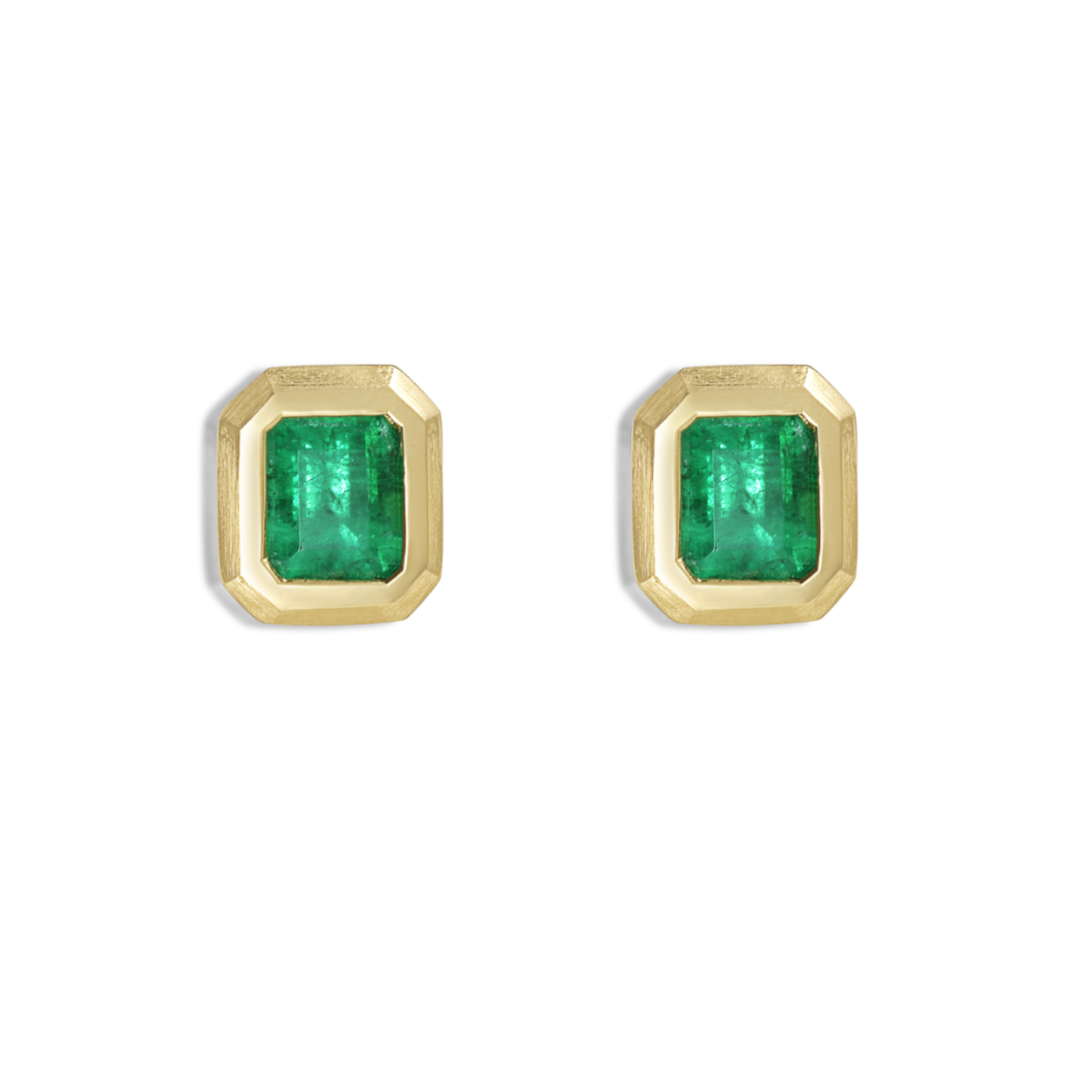 Emerald Frame Bezel Stud Earrings