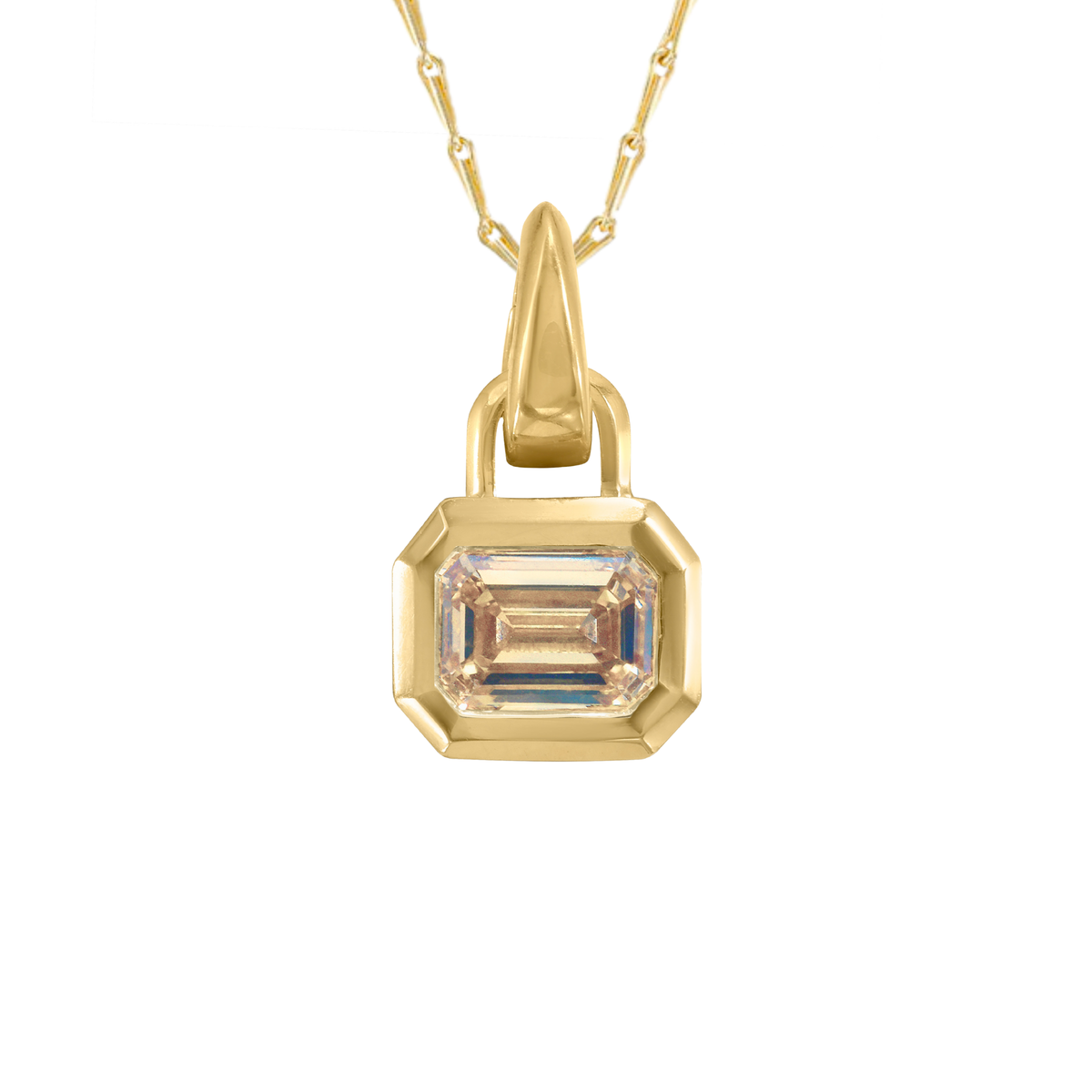 Emerald Cut Champagne Diamond 'Frame' Bezel Pendant
