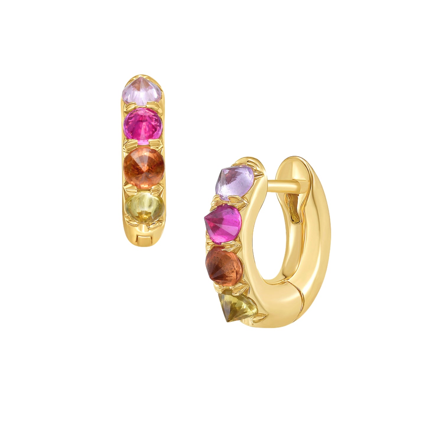 Barbed Mixed Sapphire Chunky Huggie Hoop
