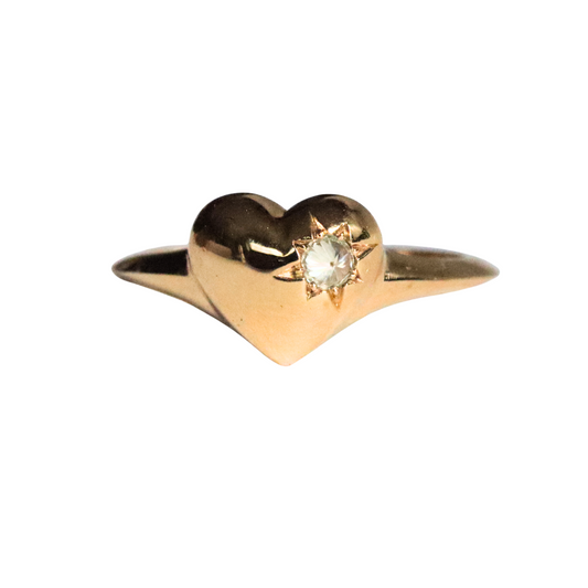 'Busted Heart' Diamond Signet Ring