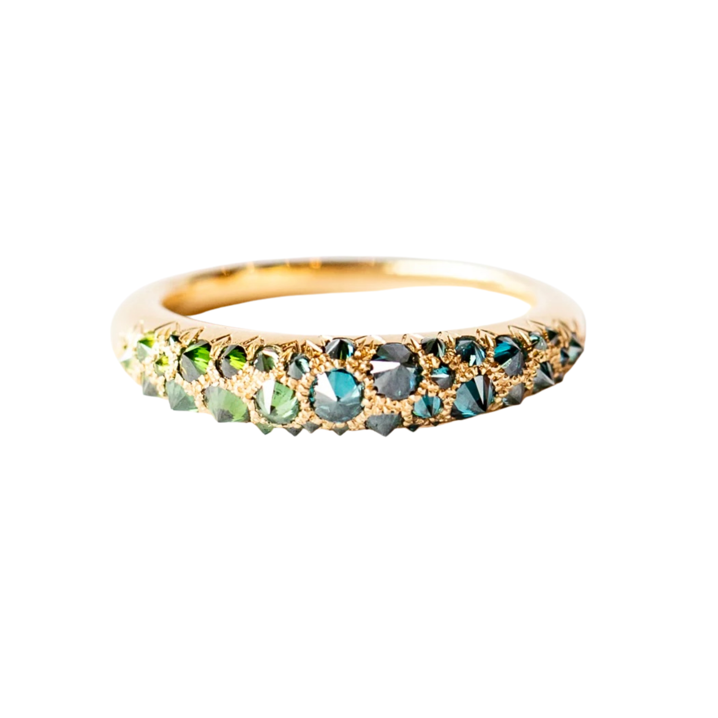 Green Blue Diamond Medium Duomo Ring