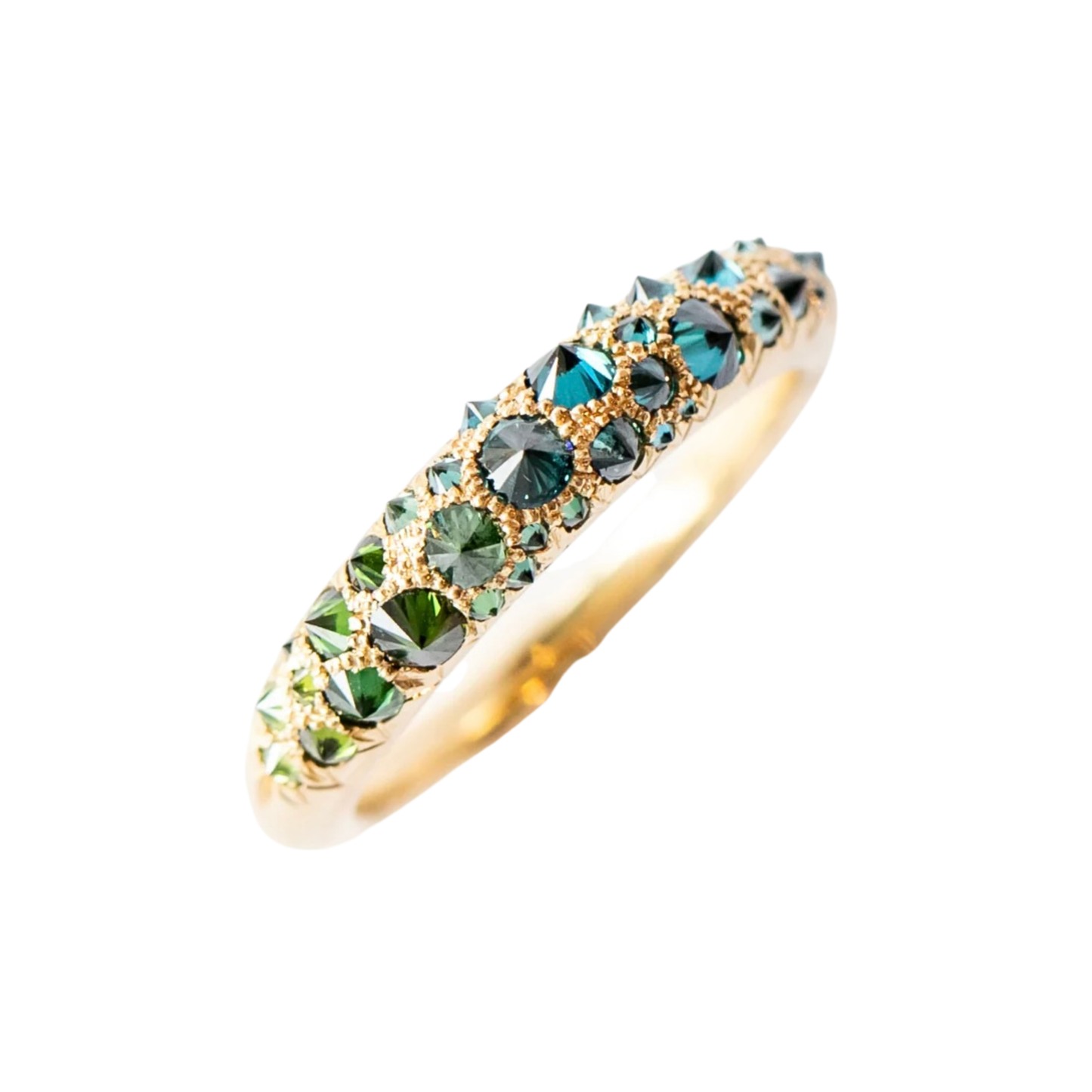 Green Blue Diamond Medium Duomo Ring