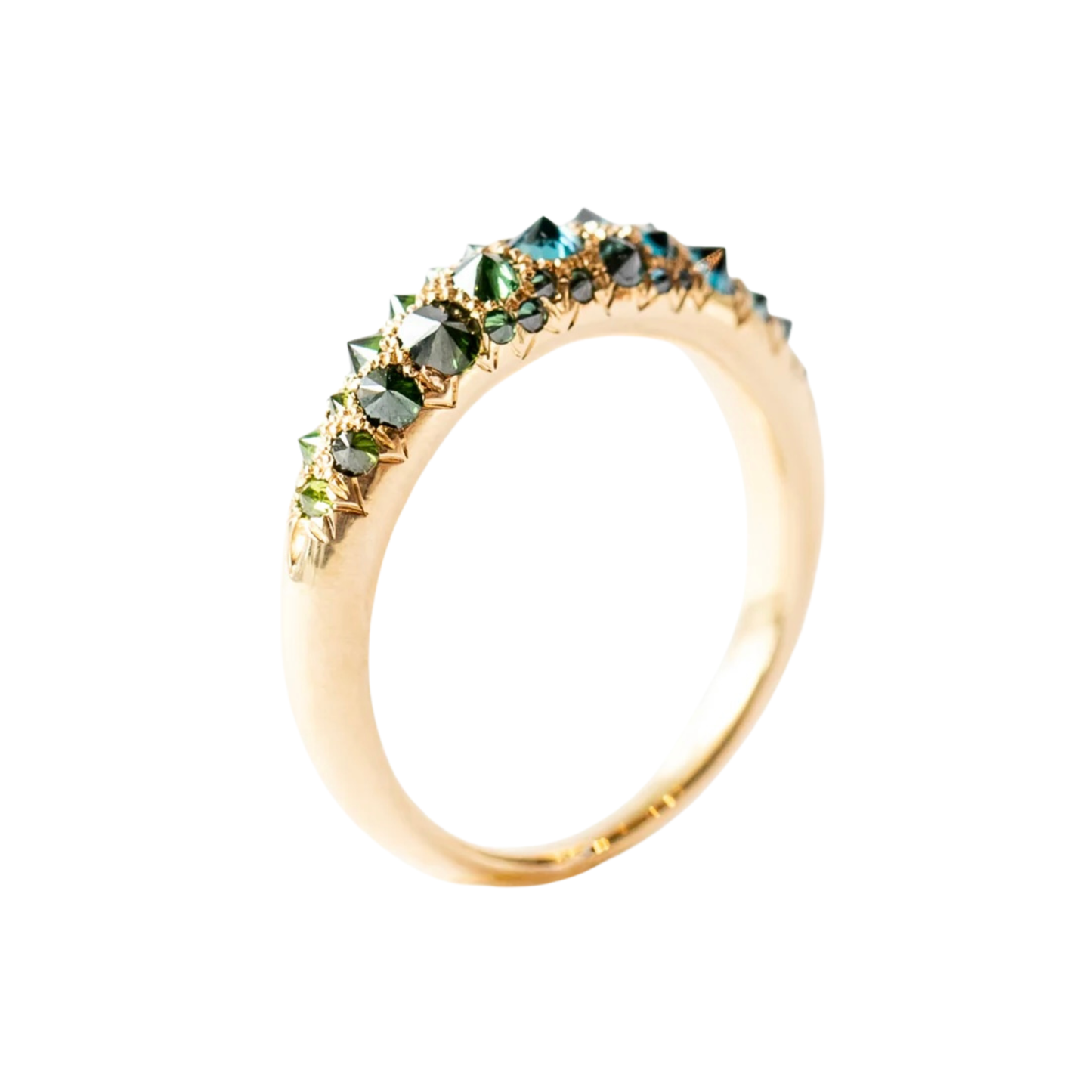 Green Blue Diamond Medium Duomo Ring