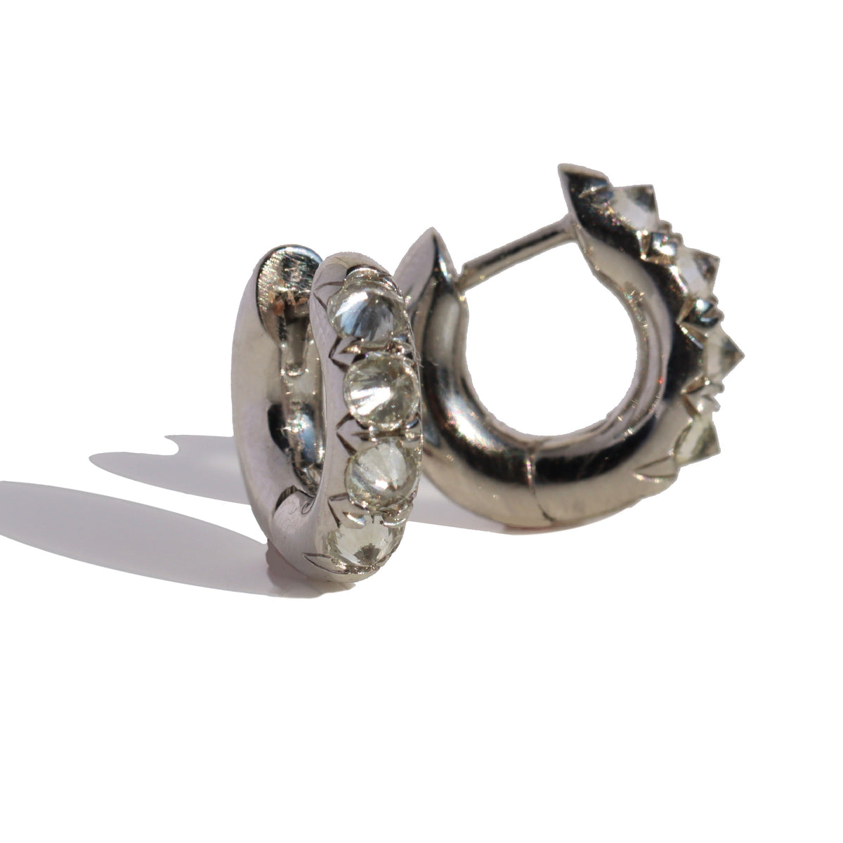 Barbed Diamond & Platinum Chunky Huggie Hoop