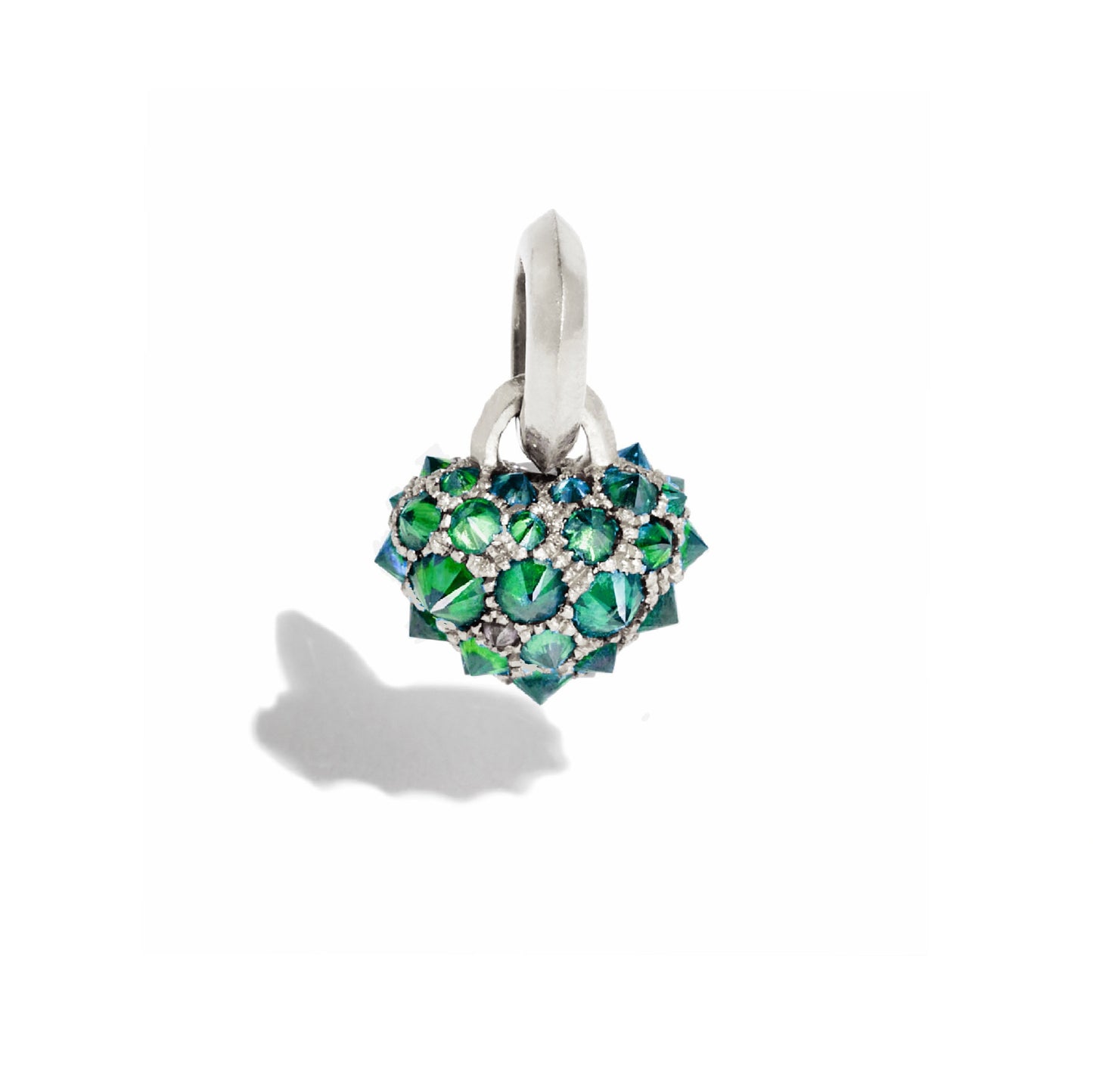 'Tough Love' Barbed Emerald and Platinum Heart Pendant