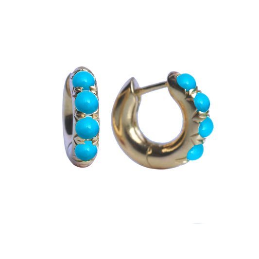 Turquoise 'Jelly Bean' Chunky Huggie Hoop