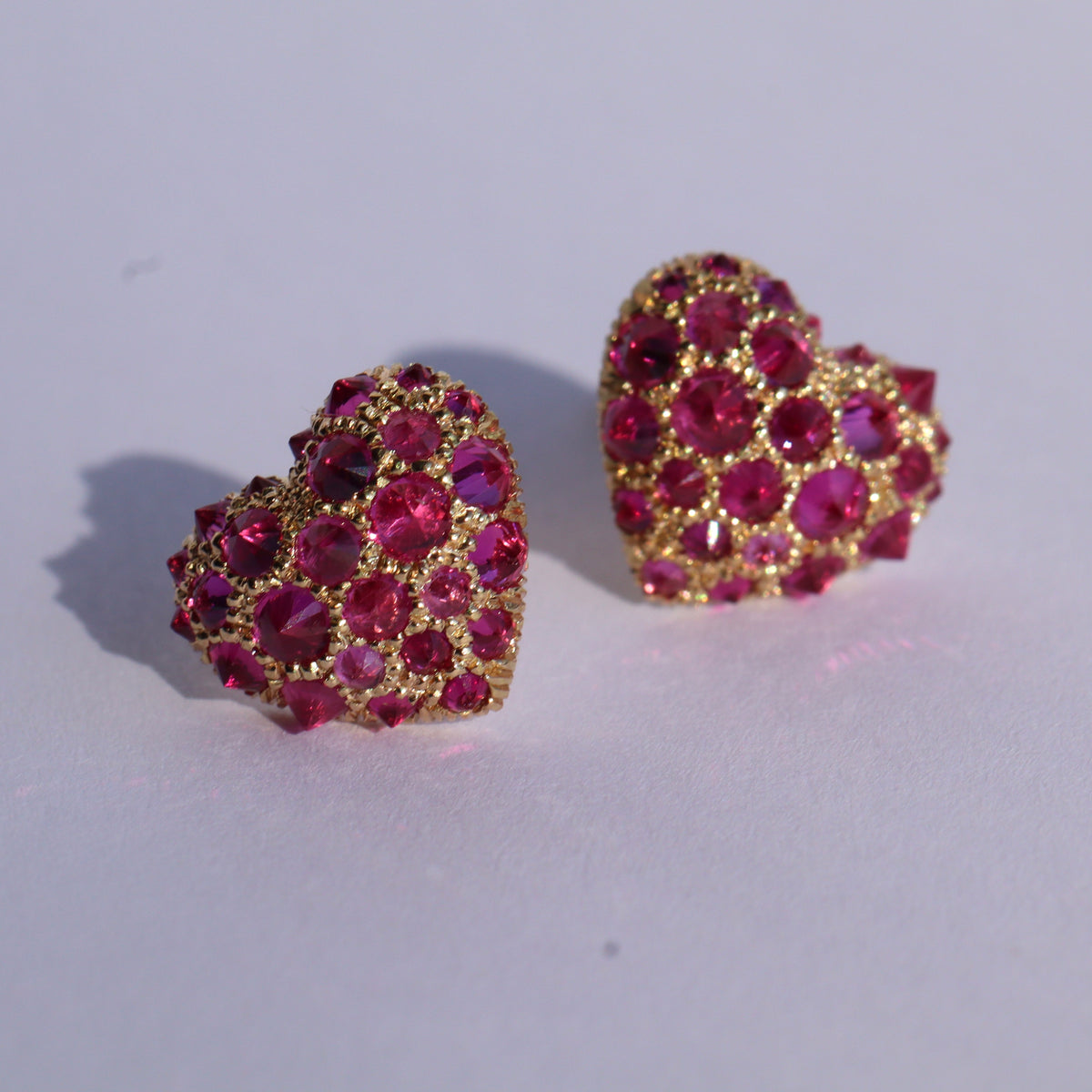 Tough Love Ruby Heart Earrings