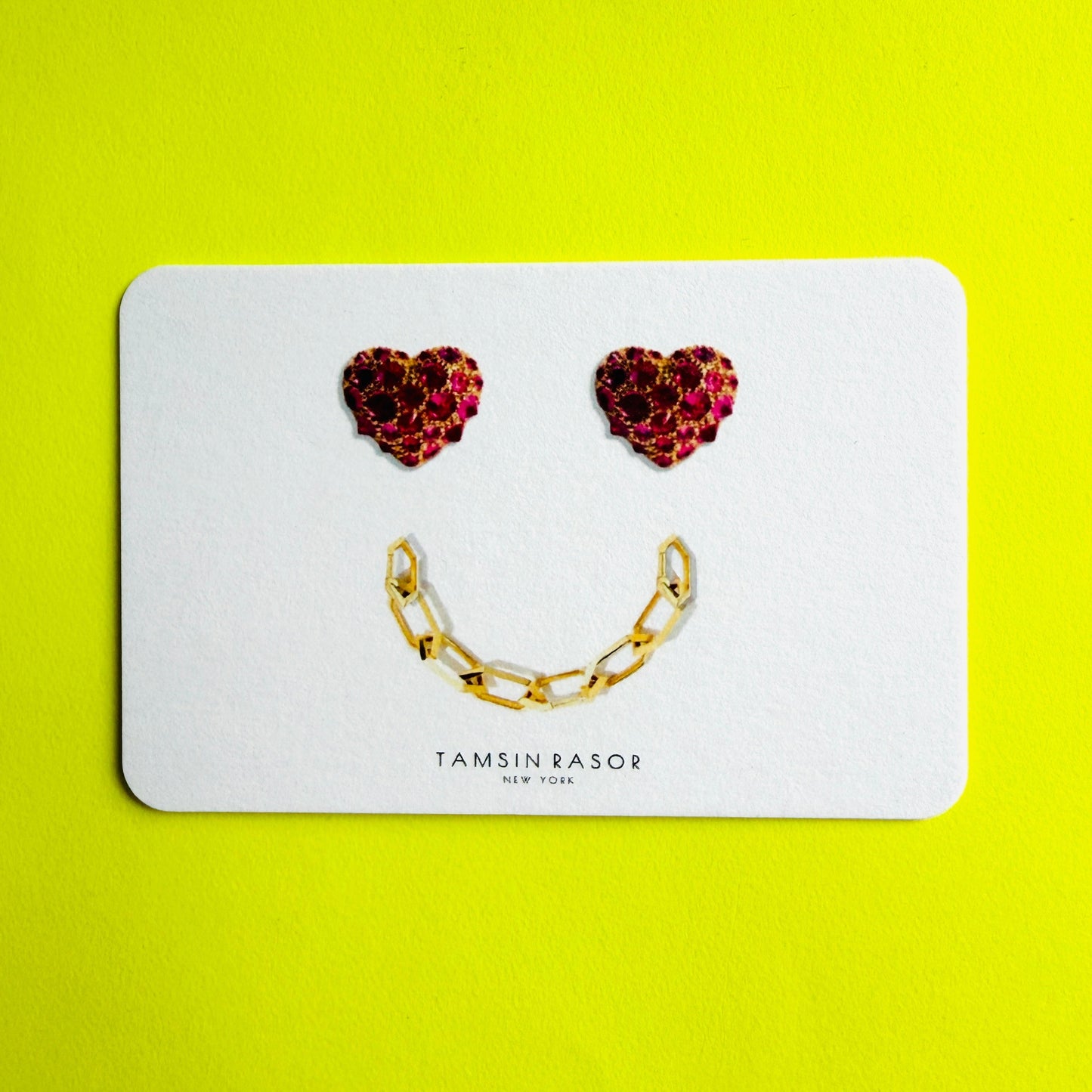 Tamsin Rasor gift card on neon yellow background