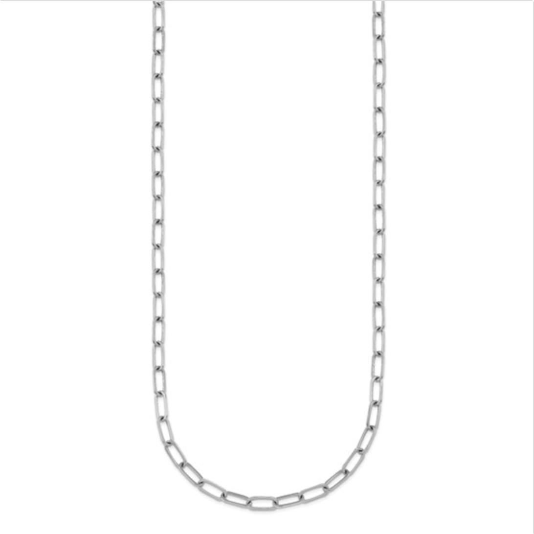 24" Platinum Paperclip Chain - 3.7mm width