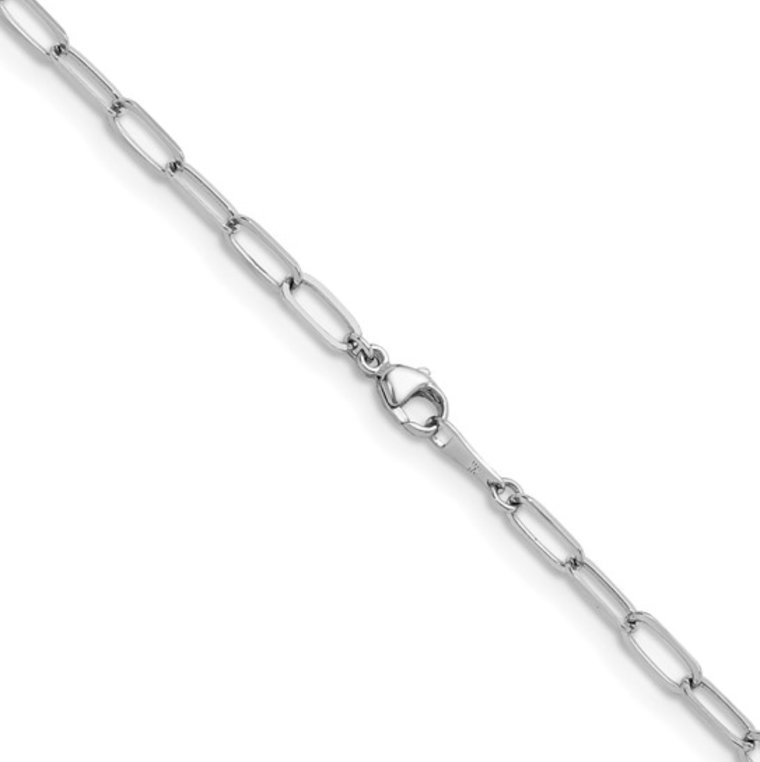 24" Platinum Paperclip Chain - 3.4mm width
