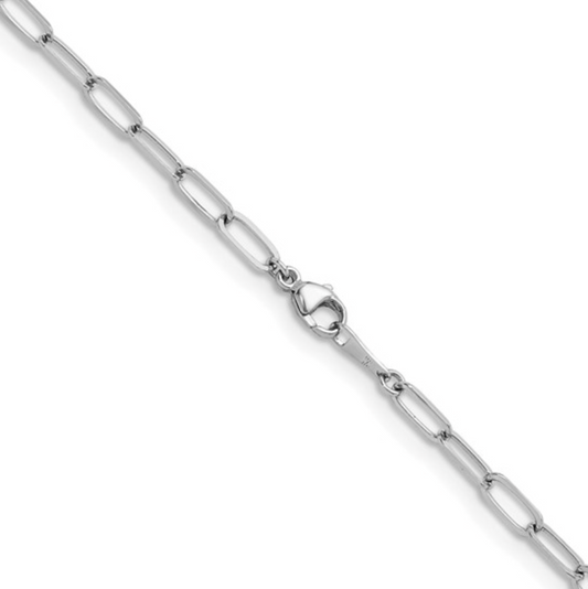 24" Platinum Paperclip Chain - 3.4mm width