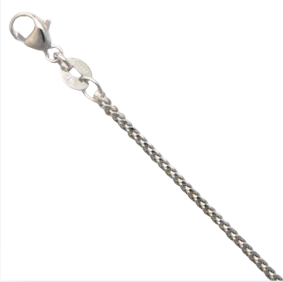 Platinum Franco link chain with lobster clasp on white background