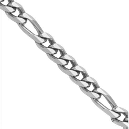 Platinum Figaro chain on white background