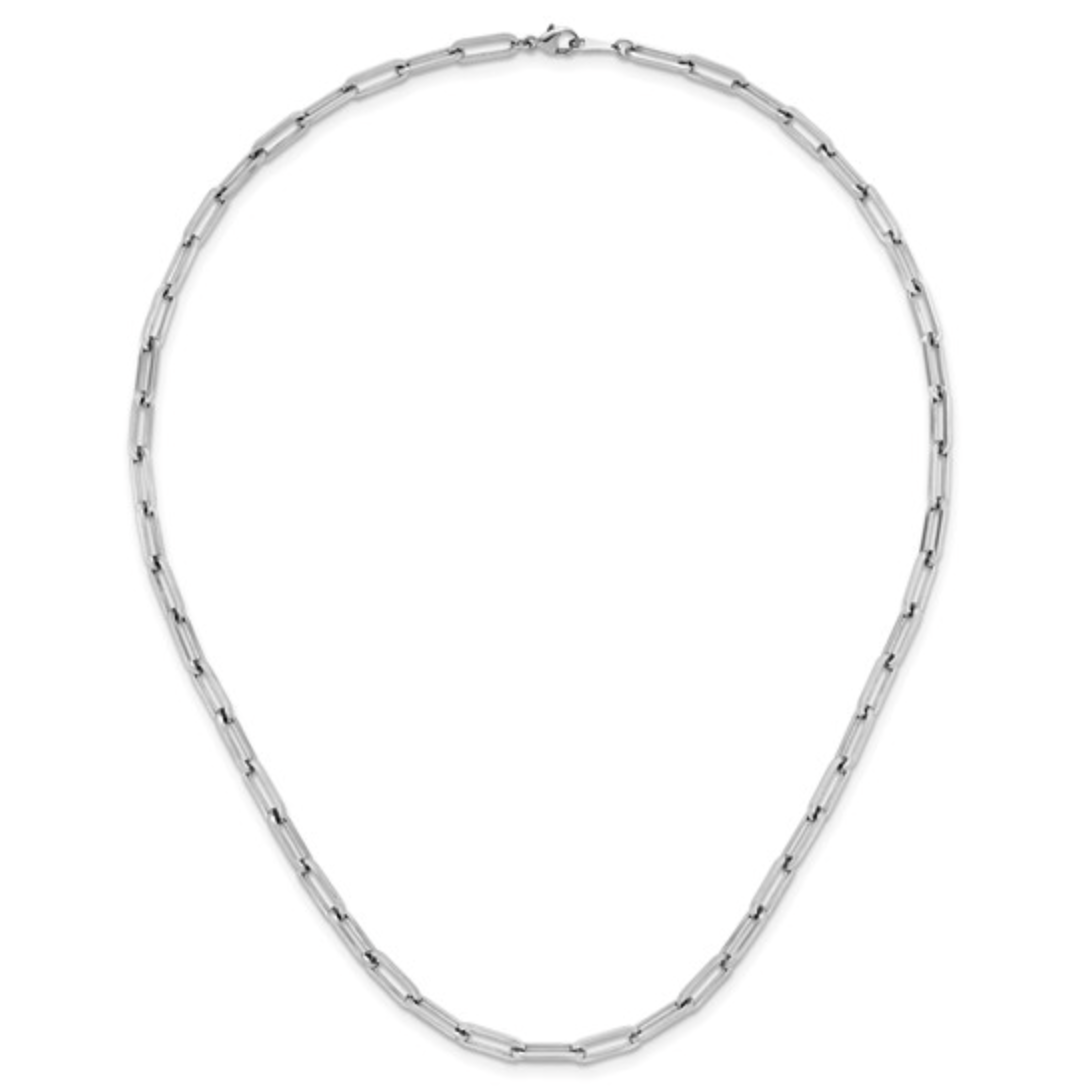 24" Platinum Paperclip Chain - 3.7mm width