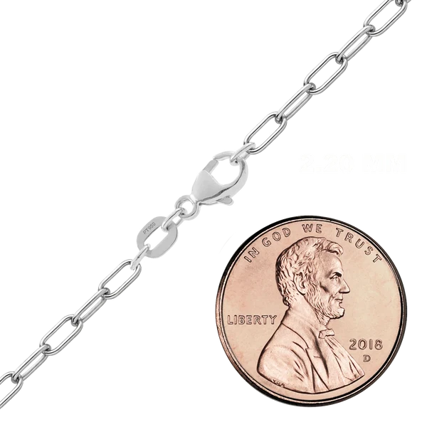 21" Platinum Round wire Paperclip Chain - 2.2mm width