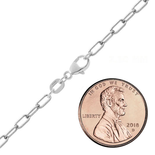 21" Platinum Round wire Paperclip Chain - 2.2mm width