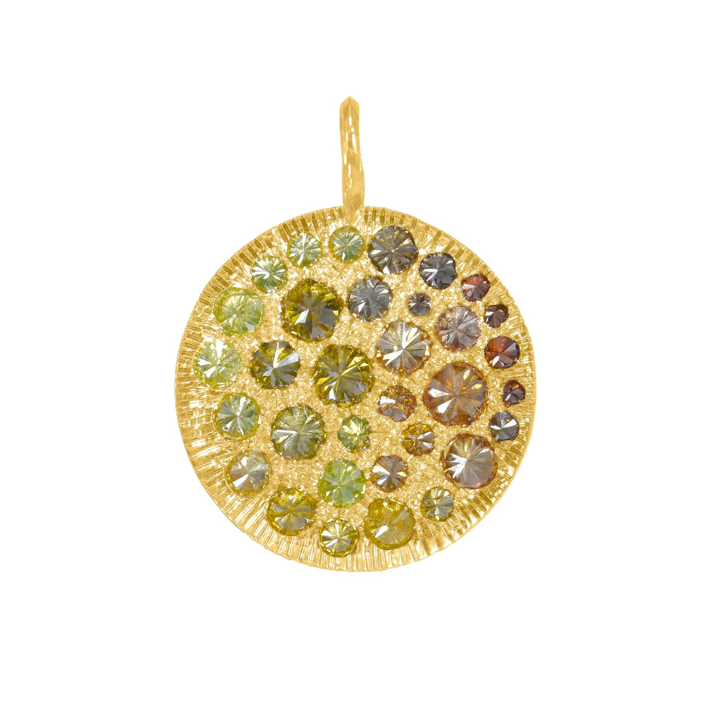 Barbed Yellow Diamond Disc Pendant