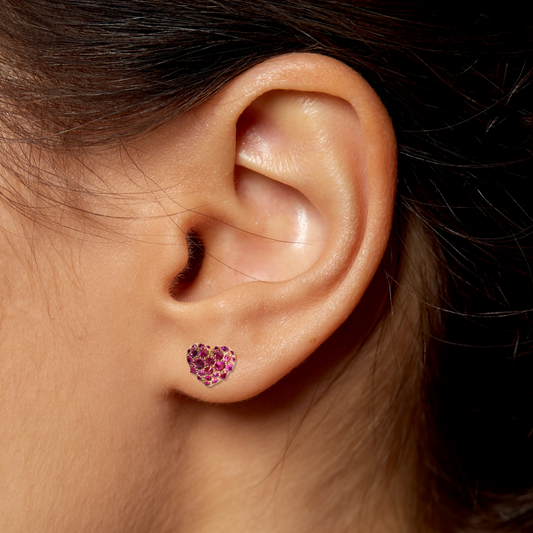 Tough Love Ruby Heart Earrings