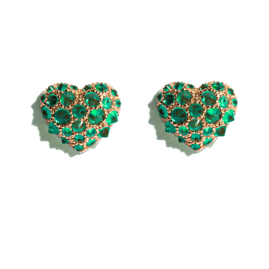 Tough Love Emerald Heart Earrings