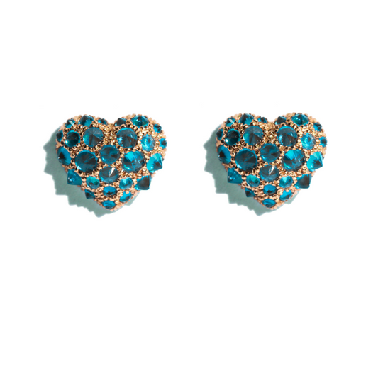 Tough Love Blue Diamond Heart Earrings