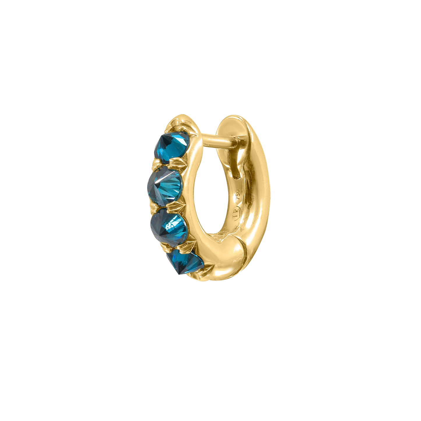 Barbed Blue Diamond Chunky Huggie Hoop