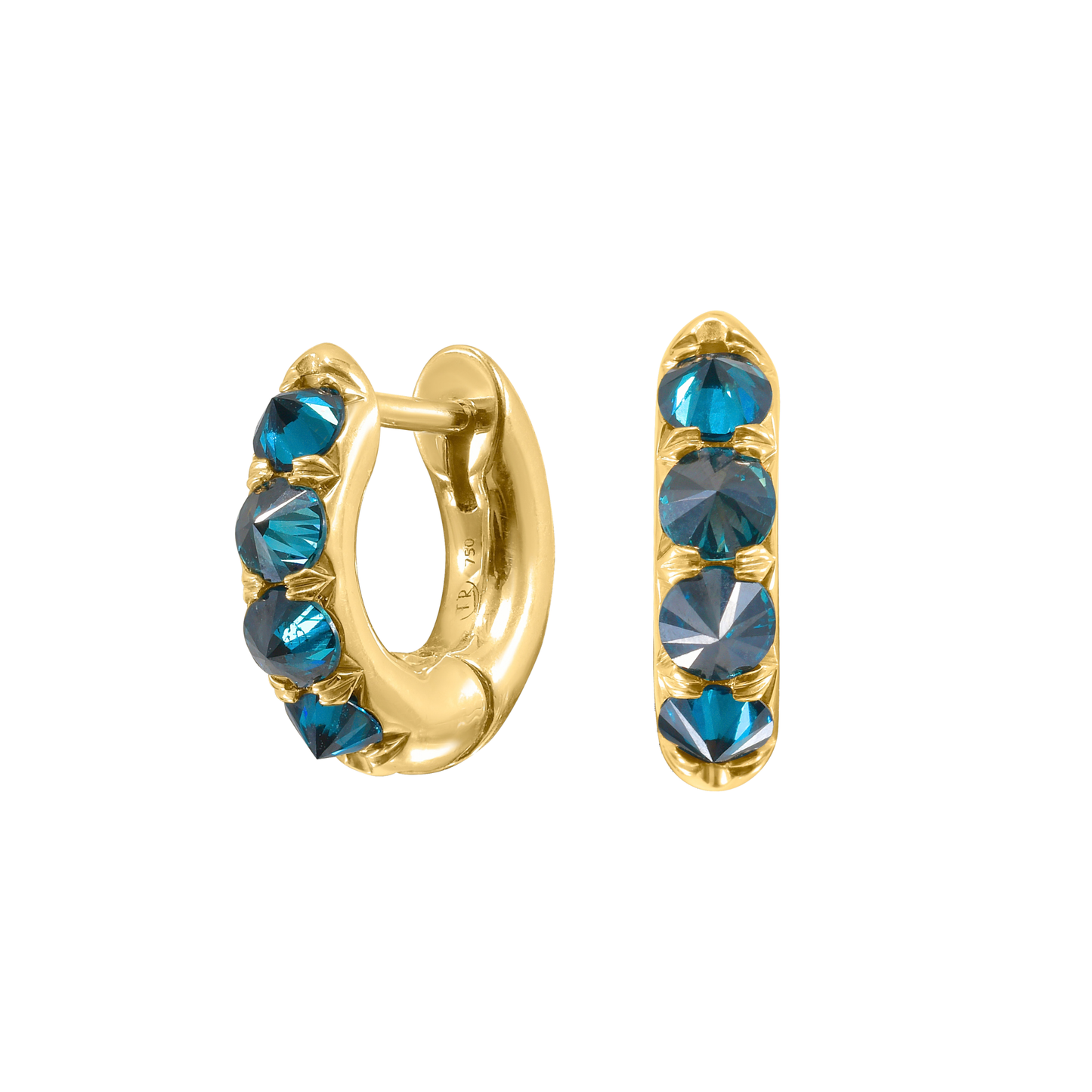 Barbed Blue Diamond Chunky Huggie Hoop