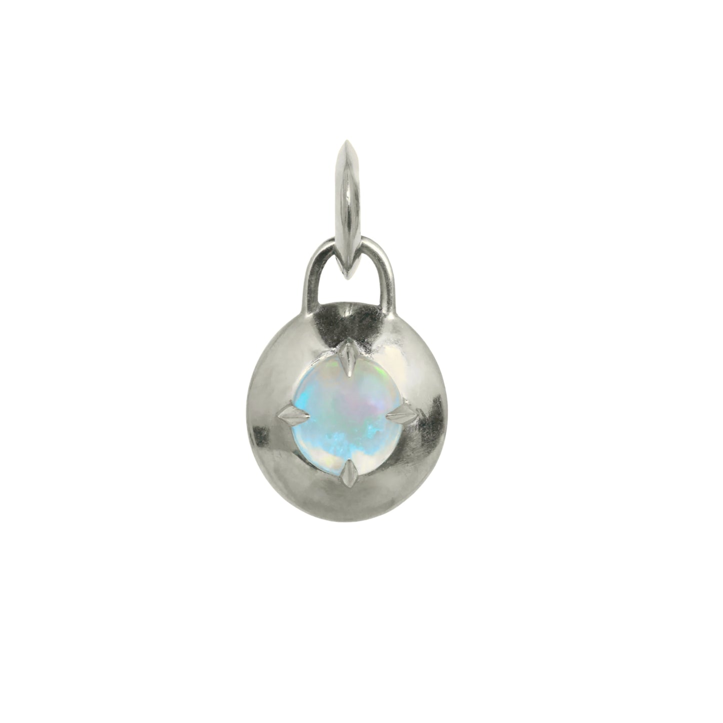 14K White Gold Opal Compass Pendant