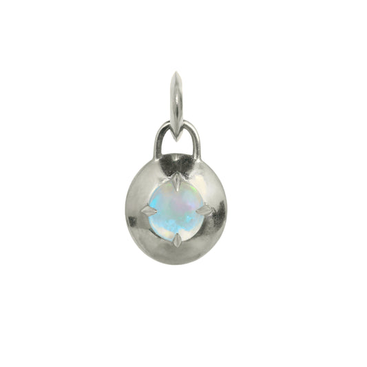 14K White Gold Opal Compass Pendant