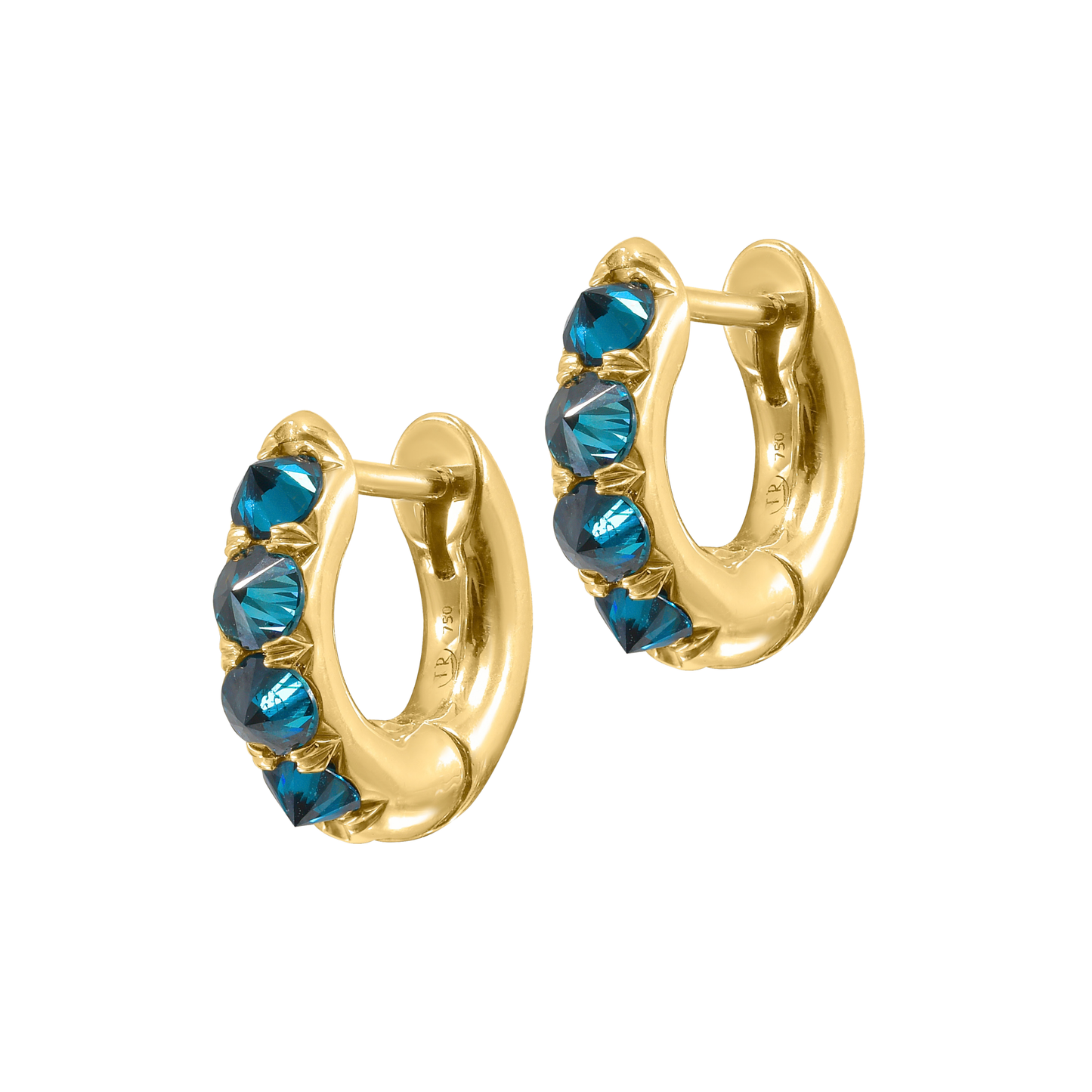 Barbed Blue Diamond Chunky Huggie Hoop
