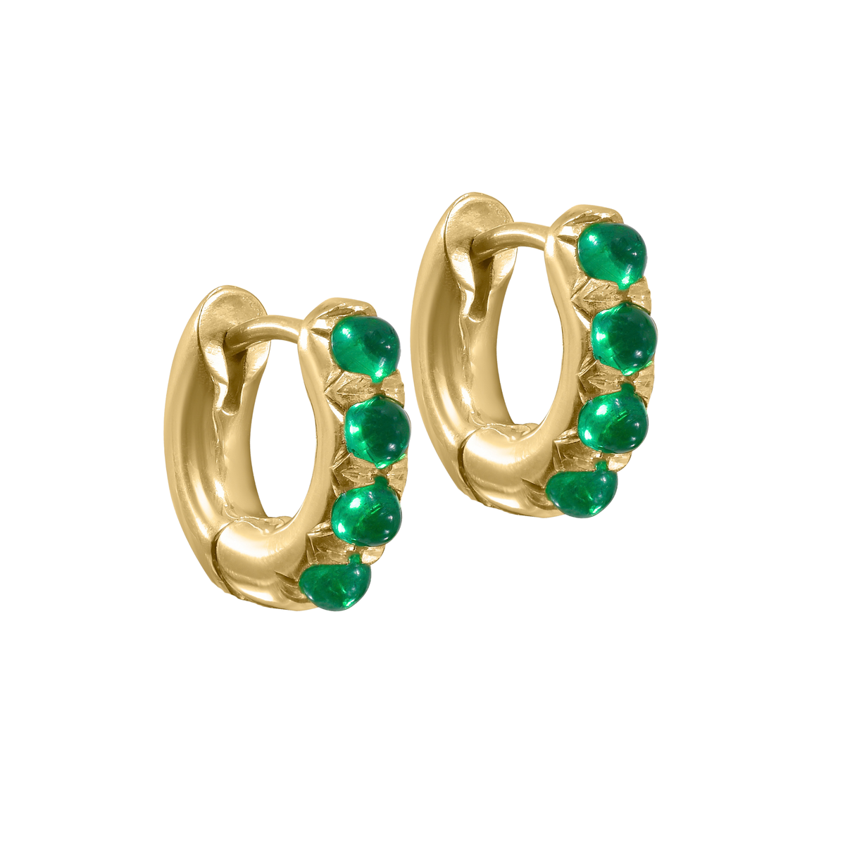 Emerald 'Jelly Bean' Chunky Huggie Hoop