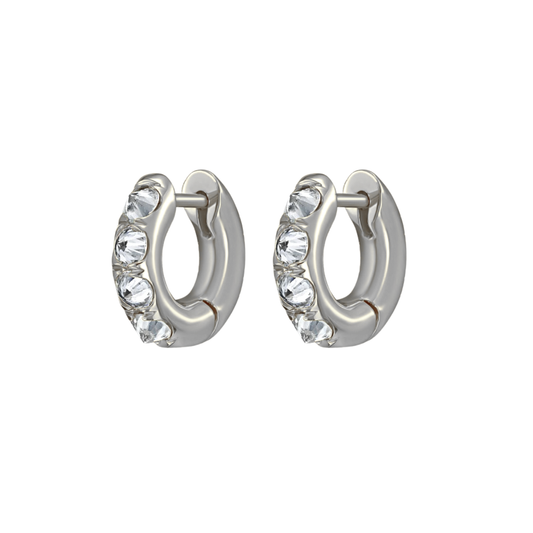 Barbed Diamond & Platinum Chunky Huggie Hoop