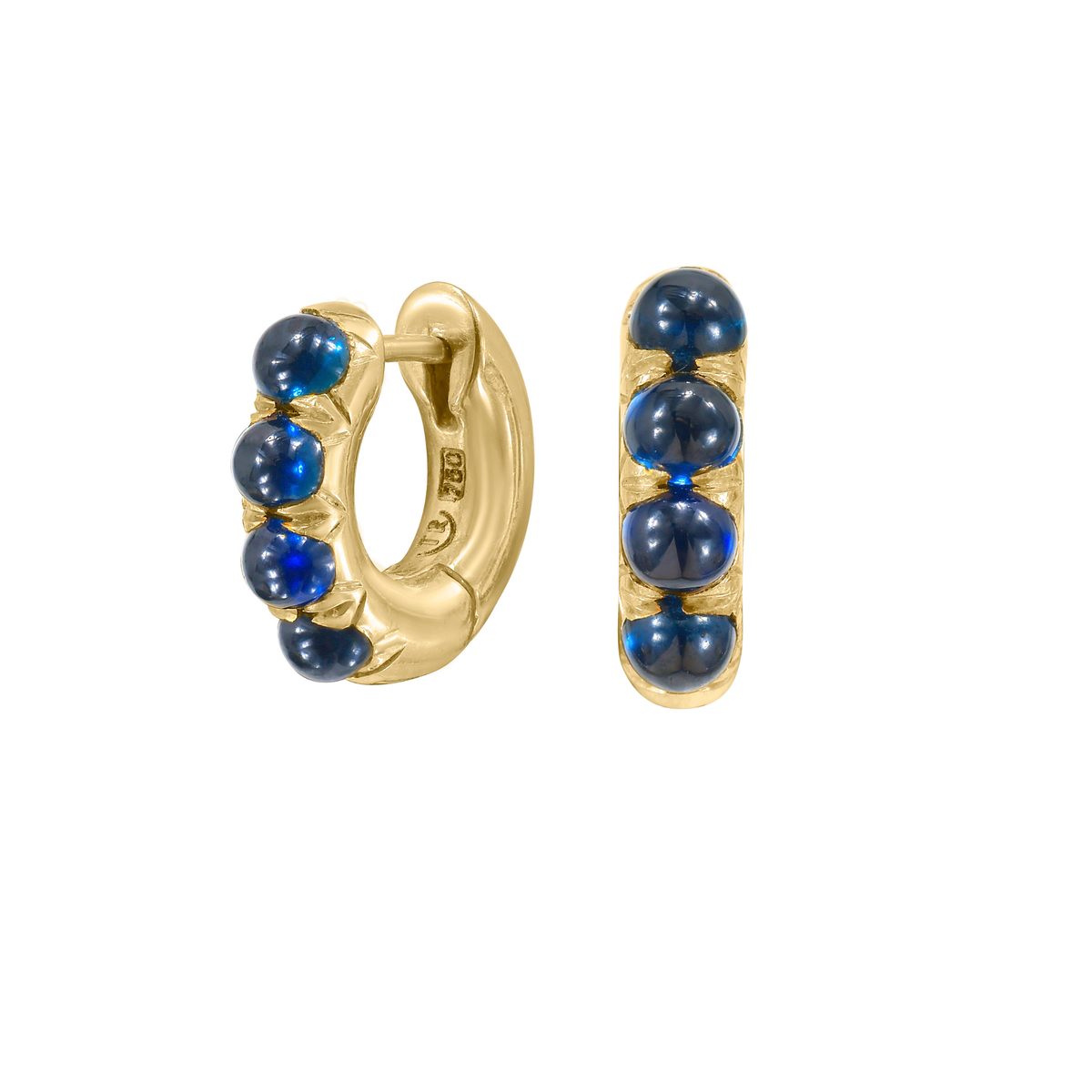 Blue Sapphire 'Jelly Bean' Chunky Huggie Hoop
