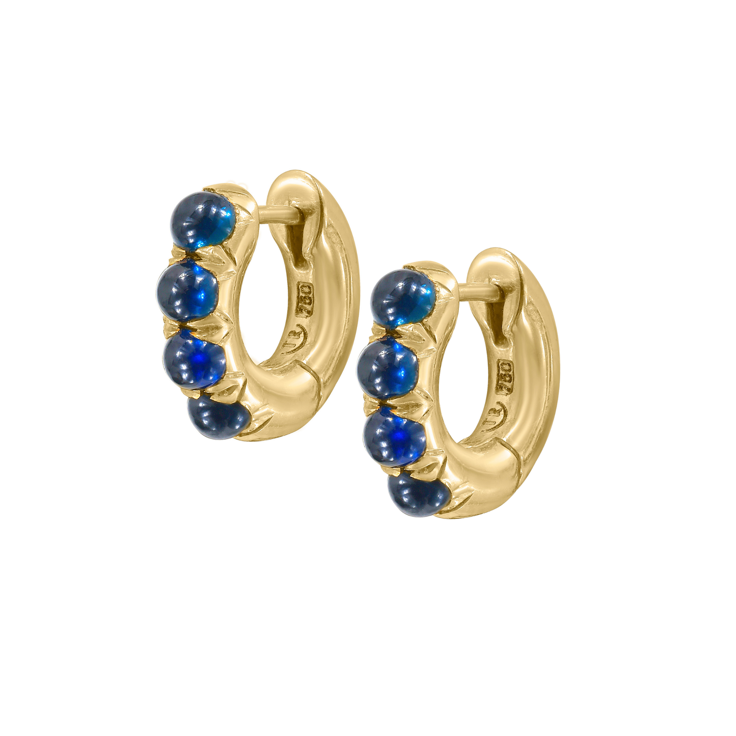 Blue Sapphire 'Jelly Bean' Chunky Huggie Hoop