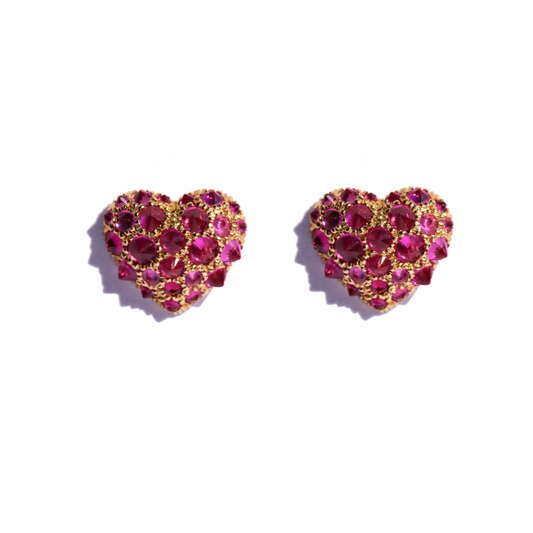 Tough Love Ruby Heart Earrings