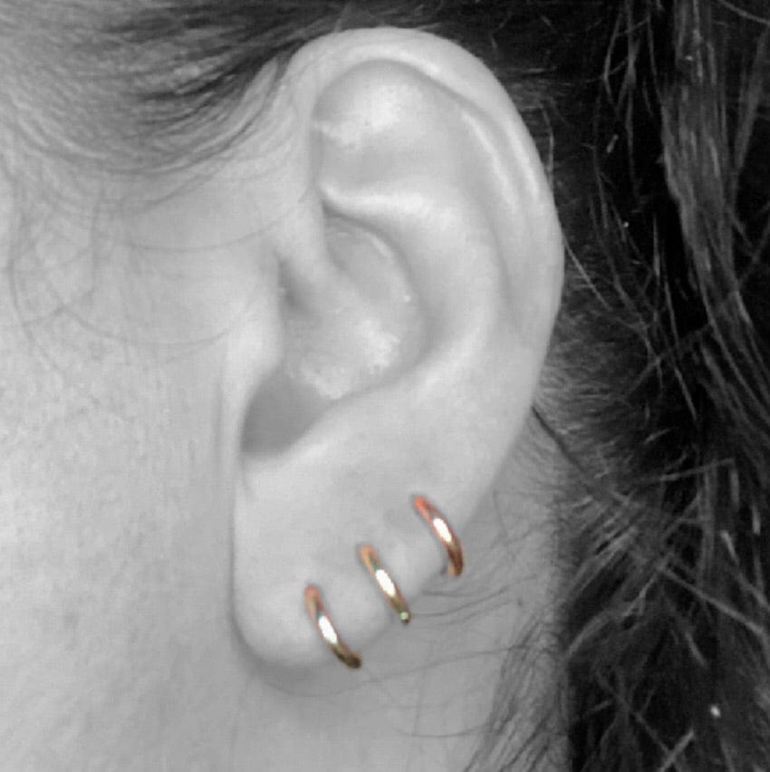 Rose Gold Chunky Mini Huggie Hoop Earring - 14k