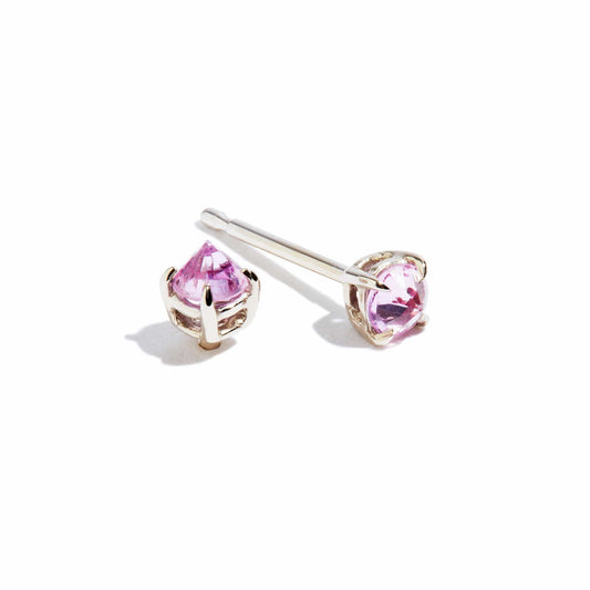 Pink Sapphire 'Barbed' Stud Earrings - 14k White
