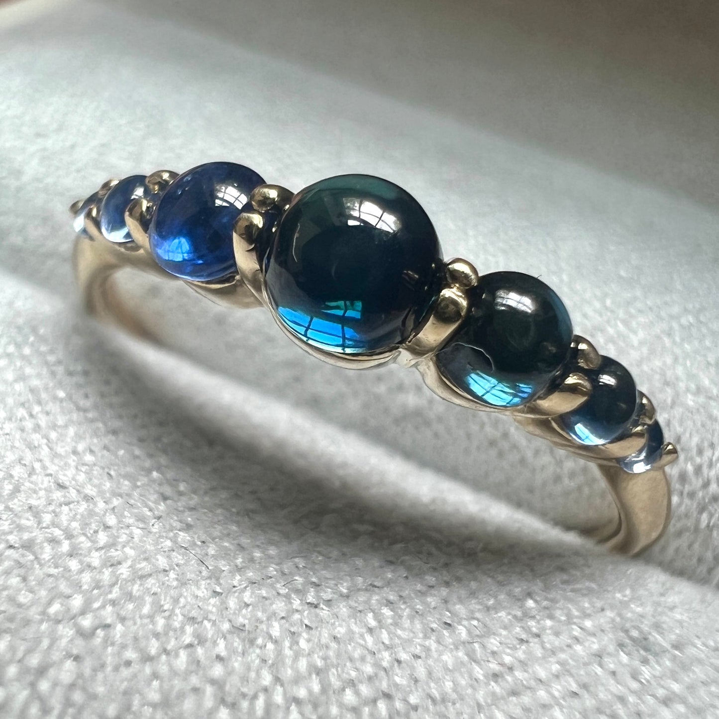 "Jelly Bean" Blue Sapphire Lina Ring -14k Gold