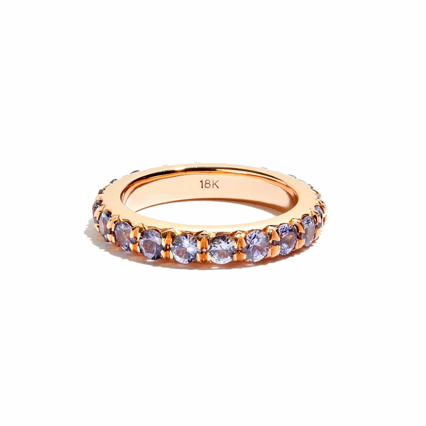 Chunky Lavender Sapphire Eternity Band - 18k Rose Gold Size 5.5