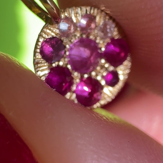 Barbed Sapphire & Ruby Mini Disc Pendant