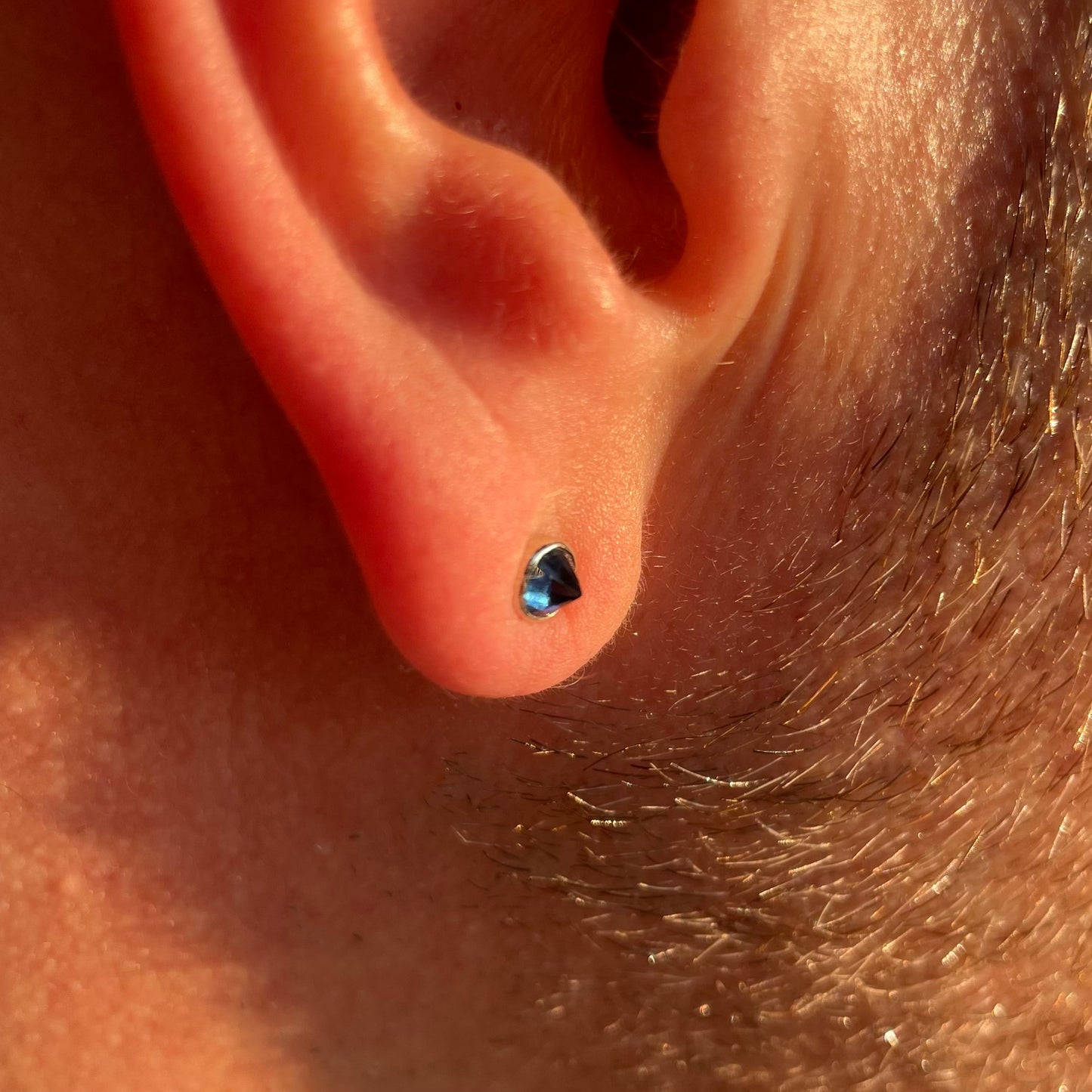 Sapphire Pyramid Stud Earring