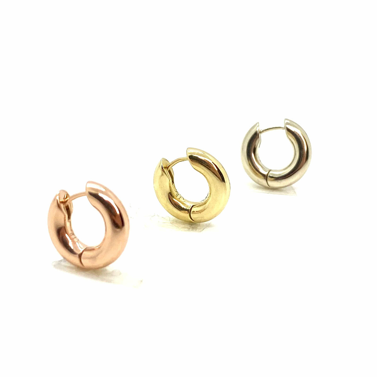 White Gold Chunky Huggie Hoop Earring